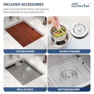 Sarlai 14 Bar Sink Undermount - 14 x 19 Inch Workstation Bar Prep Sink Undermount Single Bowl Tight Radius 16 Gauge Stainless Steel RV Sink Kitchen Sink Basin