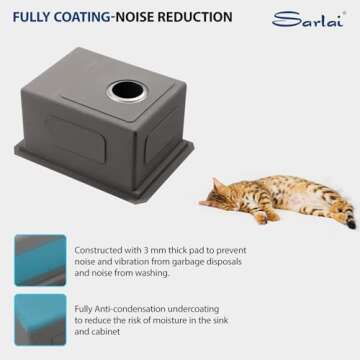 Sarlai 14 Bar Sink Undermount - 14 x 19 Inch Workstation Bar Prep Sink Undermount Single Bowl Tight Radius 16 Gauge Stainless Steel RV Sink Kitchen Sink Basin