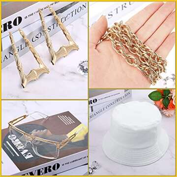 Sintege Hip Hop Costume Kit 80s/90s Accessories for Women 90s Outfits 80s Rapper Accessories 80s90s Rapper Themed Party Decor(White)