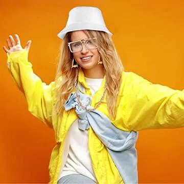 Sintege Hip Hop Costume Kit 80s/90s Accessories for Women 90s Outfits 80s Rapper Accessories 80s90s Rapper Themed Party Decor(White)