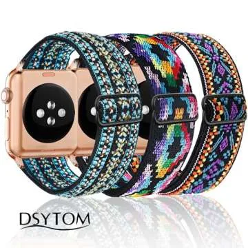 Dsytom 3 Pack Elastic Band Compatible with Apple Watch Bands 38mm 41mm 40mm 42mm 44mm 45mm 46mm 49mm...