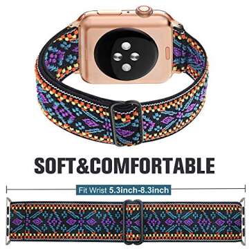 Dsytom 3 Pack Elastic Band Compatible with Apple Watch Bands 38mm 41mm 40mm 42mm 44mm 45mm 46mm 49mm, Adjustable Stretchy Nylon bands for iWatch Series 10/9/Ultra 2/8/7/6/5/4/3/2/1/SE Strap for Women