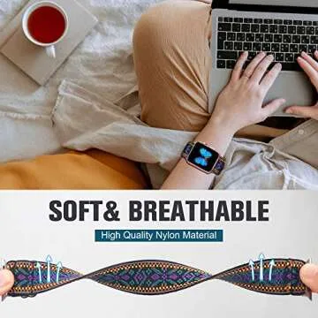 Dsytom 3 Pack Elastic Band Compatible with Apple Watch Bands 38mm 41mm 40mm 42mm 44mm 45mm 46mm 49mm, Adjustable Stretchy Nylon bands for iWatch Series 10/9/Ultra 2/8/7/6/5/4/3/2/1/SE Strap for Women