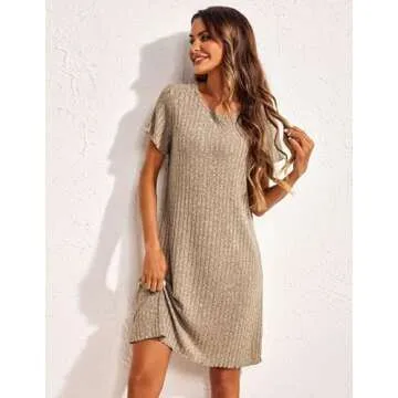 Ekouaer Short Sleeve Nightgown Soft Sleepwear for Women