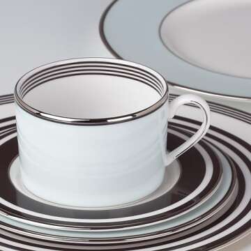 Kate Spade New York Parker Place 5 Piece Dinnerware Set - Elegant Blue Bone China