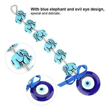 Elephant Evil Eye Turkish Blue Evil Eye Beads Elephant Ornament Amulet Delicate Blue Glass Pendant Home Lucky Wall Hanging Decor