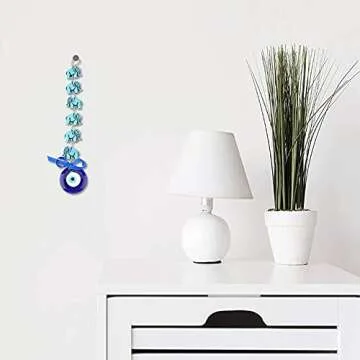 Elephant Evil Eye Turkish Blue Evil Eye Beads Elephant Ornament Amulet Delicate Blue Glass Pendant Home Lucky Wall Hanging Decor