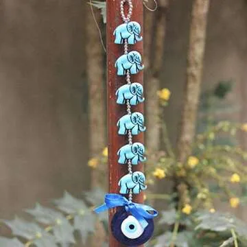 Elephant Evil Eye Turkish Blue Evil Eye Beads Elephant Ornament Amulet Delicate Blue Glass Pendant Home Lucky Wall Hanging Decor