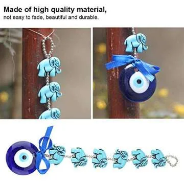 Elephant Evil Eye Turkish Blue Evil Eye Beads Elephant Ornament Amulet Delicate Blue Glass Pendant Home Lucky Wall Hanging Decor