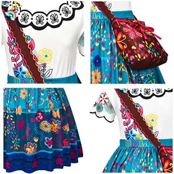 Avady Encanto Dress for Girls Cosplay Mirabel Princess Birthday Halloween Christmas Party Dress Up w...