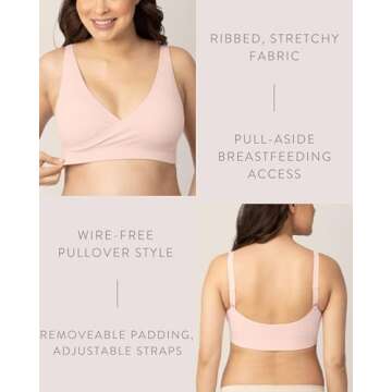 Kindred Bravely Sublime Adjustable Crossover Nursing Bra for Breastfeeding | Wireless Maternity (Soft Pink, Medium)