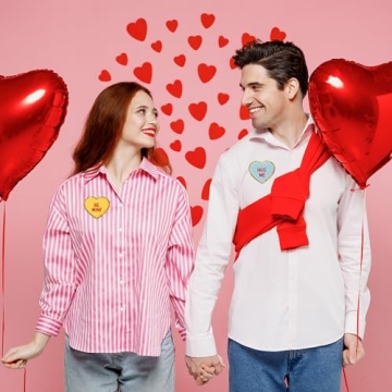 10Pcs Valentine's Day Iron on Patches, Conversation Hearts Chenille Iron on Knee Patches Colorful Candy Heart Embroidered Patches Applique DIY Accessory for Backpack Clothes Dress Pants Hats Jeans