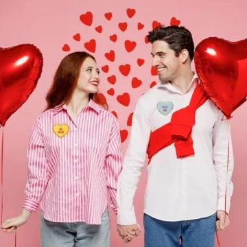 10Pcs Valentine's Day Iron on Patches, Conversation Hearts Chenille Iron on Knee Patches Colorful Candy Heart Embroidered Patches Applique DIY Accessory for Backpack Clothes Dress Pants Hats Jeans