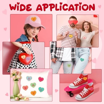 10Pcs Valentine's Day Iron on Patches, Conversation Hearts Chenille Iron on Knee Patches Colorful Candy Heart Embroidered Patches Applique DIY Accessory for Backpack Clothes Dress Pants Hats Jeans