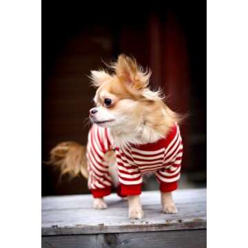 Fitwarm Red and White Striped Dog Pajamas, Waffle Dog Clothes for Small Dogs Girl Boy, Puppy Onesie ...