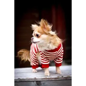 Fitwarm Red and White Striped Dog Pajamas, Waffle Dog Clothes for Small Dogs Girl Boy, Puppy Onesie ...