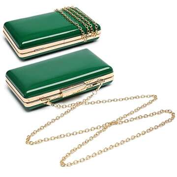 Dasein Women Evening Purses Clutch Bags Formal Party Clutches Wedding Purses Cocktail Prom Handbags (Patent Leather Green)