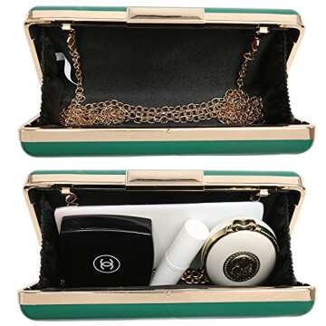 Dasein Women Evening Purses Clutch Bags Formal Party Clutches Wedding Purses Cocktail Prom Handbags (Patent Leather Green)