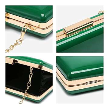 Dasein Women Evening Purses Clutch Bags Formal Party Clutches Wedding Purses Cocktail Prom Handbags (Patent Leather Green)