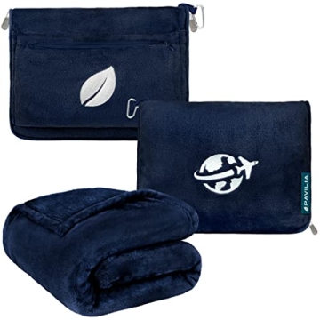 PAVILIA Travel Blanket and Pillow Set - Compact & Versatile for Travelers