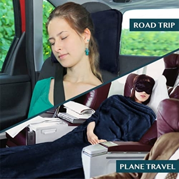 PAVILIA Travel Blanket and Pillow for Ultimate Comfort