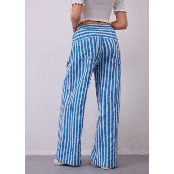 MISSACTIVER Women Striped Wide Leg Drawstring Pants