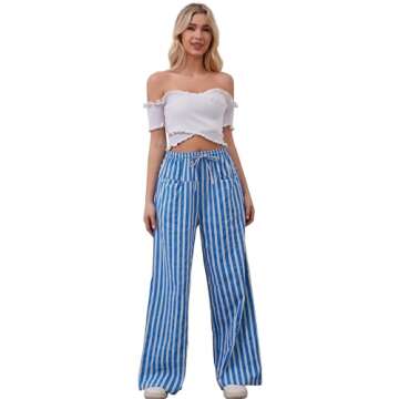 MISSACTIVER Women Striped Wide Leg Drawstring Pants