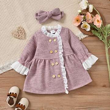 NvekeyBromn Cute Toddler Girl Casual Dress & Headband