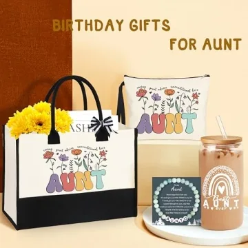 Best Aunt Gifts: Tote Bag & 16 Oz Can Glass Sets
