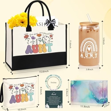 Best Aunt Gifts: Tote Bag & 16 Oz Can Glass Sets