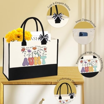 Best Aunt Gifts: Tote Bag & 16 Oz Can Glass Sets