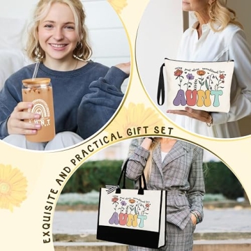Best Aunt Gifts: Tote Bag & 16 Oz Can Glass Sets