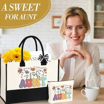 Best Aunt Gifts: Tote Bag & 16 Oz Can Glass Sets