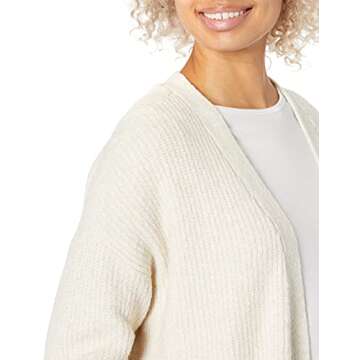 Goodthreads Women's Oversized Boucle Shaker Stitch Cardigan Sweater, Oatmeal Heather, Small
