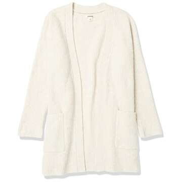 Goodthreads Women's Oversized Boucle Shaker Stitch Cardigan Sweater, Oatmeal Heather, Small