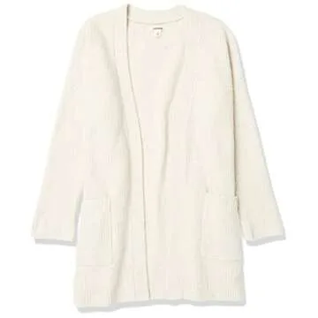 Goodthreads Women's Oversized Boucle Shaker Stitch Cardigan Sweater, Oatmeal Heather, Small