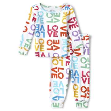 The Children's Place 2 PC Family Matching Pajamas Sets, Snug Fit 100% Cotton, Big Kid, Toddler, Baby, Vday Love Multi Set, 3T