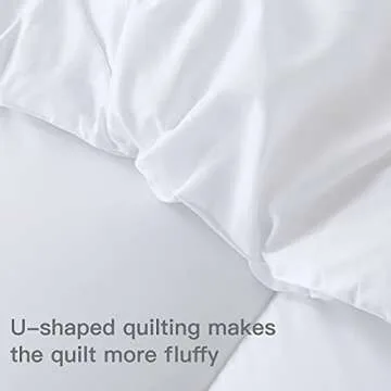 HYLEORY 3pc Comforter Set King Size with 2 Pillow Shams - Cooling Down Alternative Bed Comforters Duvet Insert for All Season - Lightweight - Machine Washable - White
