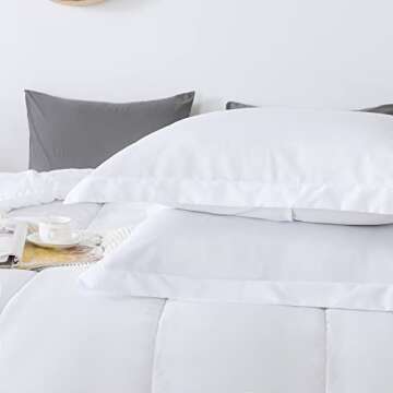 HYLEORY 3pc Comforter Set King Size with 2 Pillow Shams - Cooling Down Alternative Bed Comforters Duvet Insert for All Season - Lightweight - Machine Washable - White