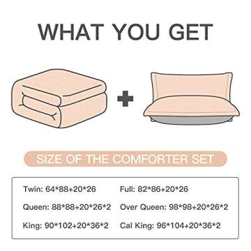 HYLEORY 3pc Comforter Set King Size with 2 Pillow Shams - Cooling Down Alternative Bed Comforters Duvet Insert for All Season - Lightweight - Machine Washable - White