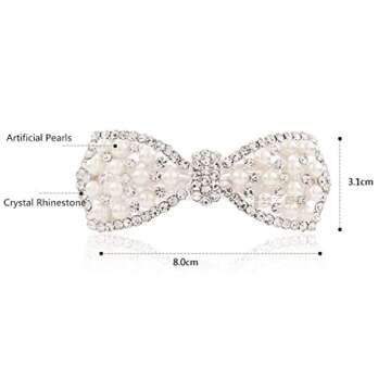 BeeSpring Silver Korean Style Crystal Rhinestone Hair Barrettes Butterfly Pearls Hair Clips Pins for...