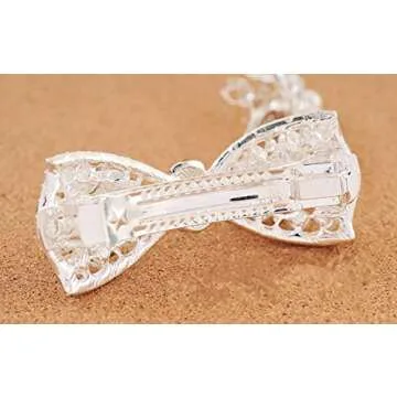BeeSpring Silver Korean Style Crystal Rhinestone Hair Barrettes Butterfly Pearls Hair Clips Pins for Women (1Pcs)