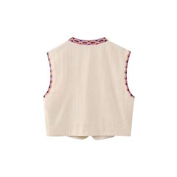 Yimoon Women's Vintage Floral Embroidered Vest Boho Casual Open Front Sleeveless Cardigan Waistcoat