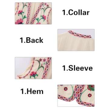 Yimoon Women's Vintage Floral Embroidered Vest Boho Casual Open Front Sleeveless Cardigan Waistcoat