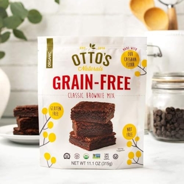 Otto's Naturals Classic Brownie Mix - Organic, Gluten-Free, Nut Free, Non-GMO Verified, Made with Organic Cassava Flour - 11.1 Ounce Bag (Grain Free Classic Brownie Single)
