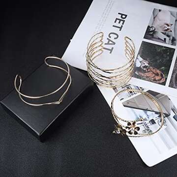 ORAZIO 6Pcs Gold Arm Cuffs for Women - Stylish Jewelry