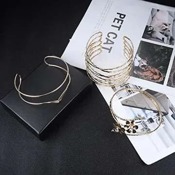 ORAZIO 6Pcs Gold Arm Cuffs for Women - Stylish Jewelry