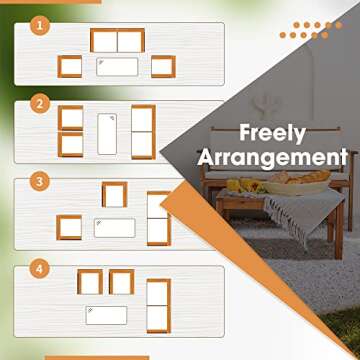 Devoko Patio Furniture 4 Piece Acacia Wood Outdoor Conversation Sofa Set with Table & Cushions Porch Chairs for Garden, Deck, Backyard, Beige