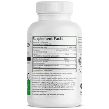 Bronson DIM Balance+ Calcium D-Glucarate, Broccoli Sprouts and Vitamin D3 200 MG of DIM per Capsule ...