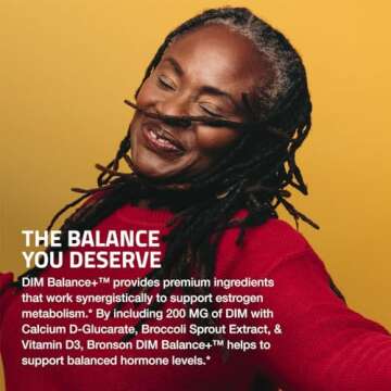 Bronson DIM Balance+ Calcium D-Glucarate, Broccoli Sprouts and Vitamin D3 200 MG of DIM per Capsule Supports Estrogen Metabolism and Balanced Hormone Levels Non-GMO, 30 Vegetarian Capsules